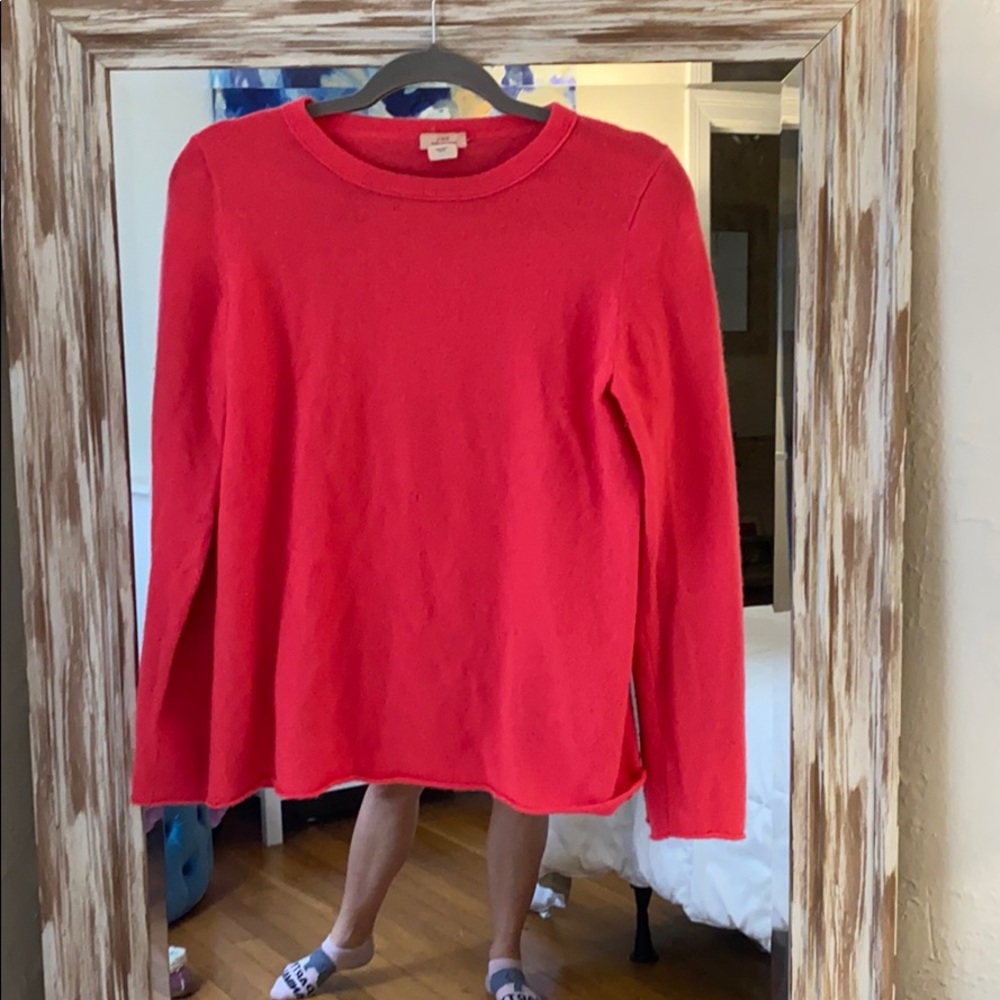 Neon coral J Crew sweater